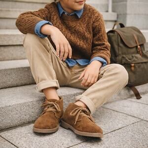 Crewcuts Boy's SZ K3 (8.5") Big Kid 7-9 Years Brown Suede Leather Chukka Boots